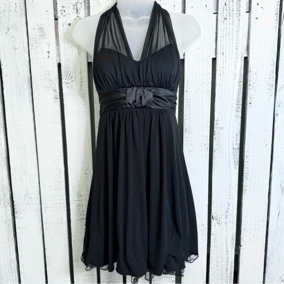 Y2K Speechless Black Halter Dress Sz Small Goth Glam Whimsigoth Coquette Grunge - Picture 1 of 10